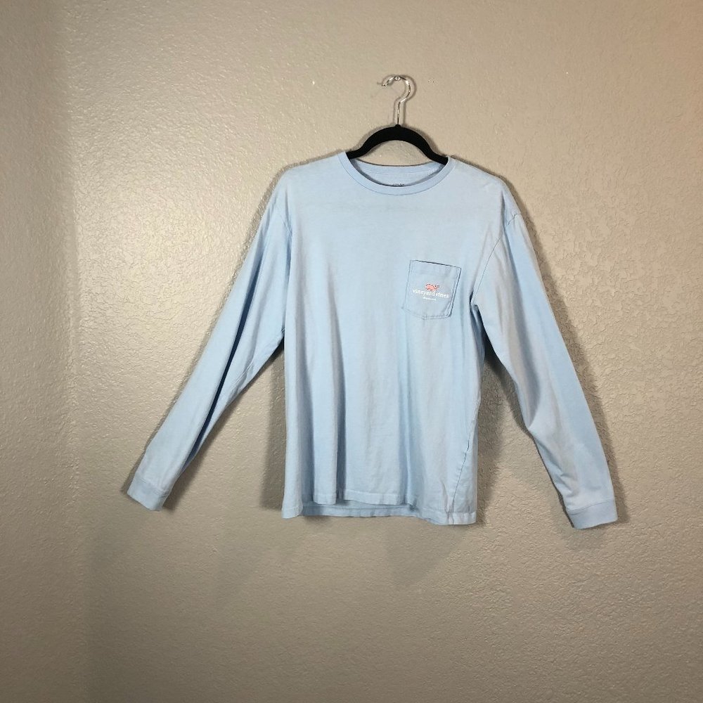 Vineyard Vines Light Blue Long Sleeve Pocket Tee
